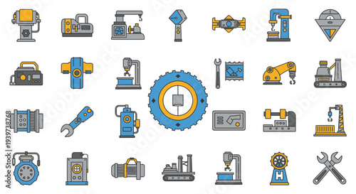 Industrial Icons and Symbols Collection.