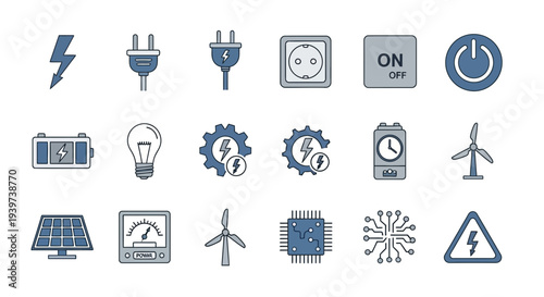Energy Icons Set for Renewable Sources.
