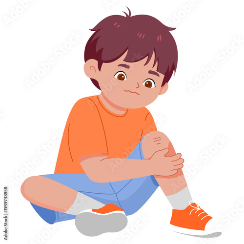 Illustration of a Child Falling with an Injured Knee