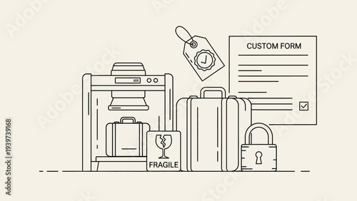 Luggage security check with custom form and fragile cargo.