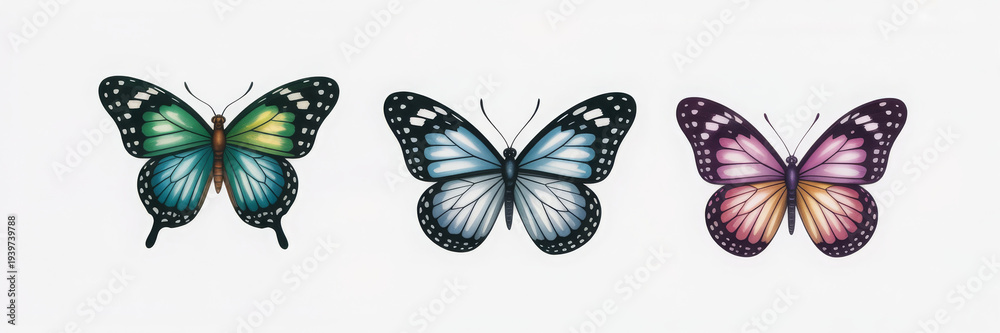 Obraz premium Butterfly watercolor, clipart butterflies 
