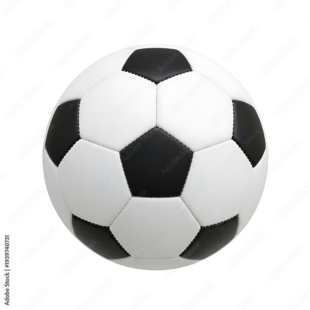 Fototapeta premium A black and white soccer ball on a white background