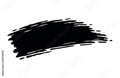 A black, irregular, and expressive line that captures the energy of manual movement. Vector art with organic textures, ideal for modern and minimalist visual identities.