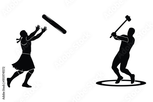 Athletes Tossing and Swinging in Sports