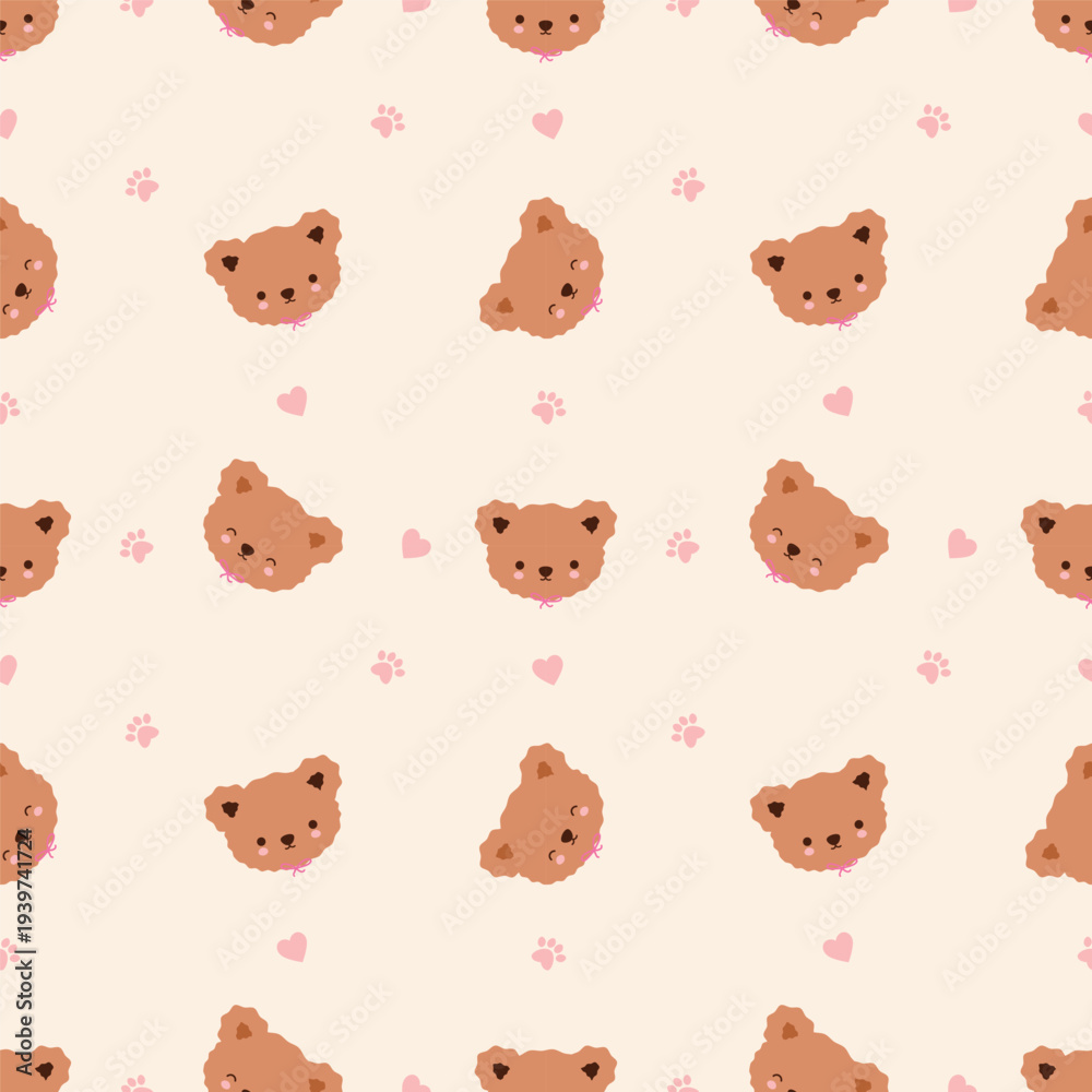 Fototapeta premium Cute baby bear seamless pattern vector design.