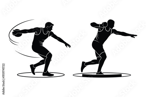 Discus Thrower and Shot Putter Silhouettes