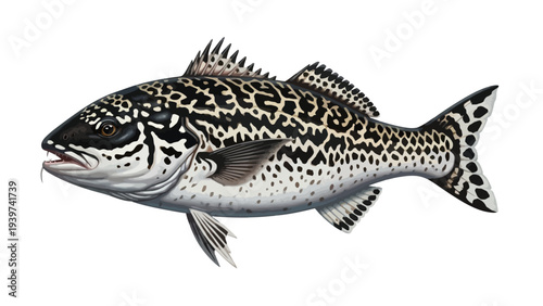 Detailed illustration of a Leopard Spotted Fish isolated on white background.