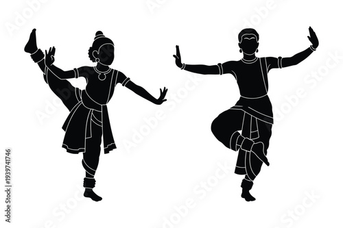 Indian Classical Dancers Silhouettes