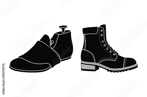Shoe Last and Boot Silhouette Icons