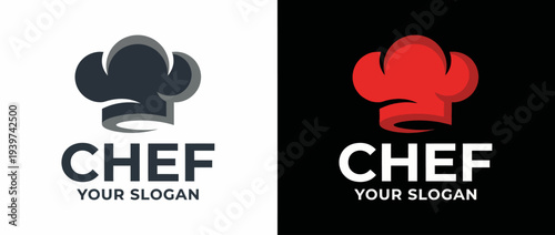 A professional logo featuring a chef's hat with the words 'CHEF YOUR SLOGAN,' perfect for culinary brands seeking a bold and engaging identity in the food industry.