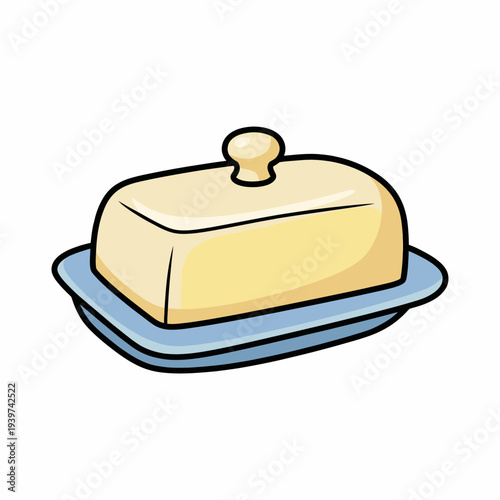 A neatly placed block of butter on a dish signifies culinary presentation and flavor enhancement in cooking, emphasizing its importance in food preparation and taste.