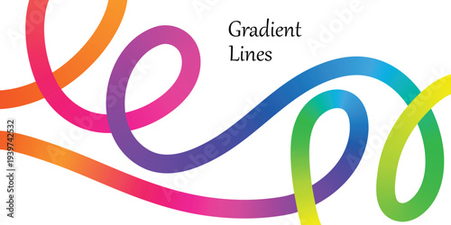 Colorful love heart ribbon loop vector illustration flat design