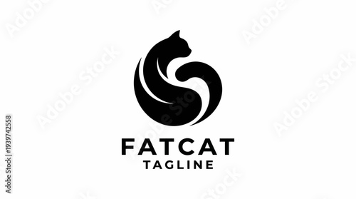 This logo features a minimalist design of a stylized fat cat, representing comfort and playfulness, ideal for a brand focusing on pet care or lifestyle.