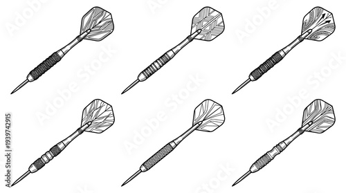 target dart , realistic line art vector set , white background , PNG and SVG isolate