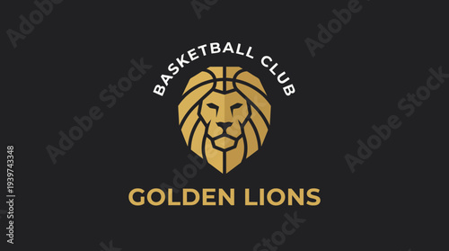 This striking image features a lion's head emblem crafted in golden hues, representing strength, courage, and pride associated with a basketball club's identity and spirit.