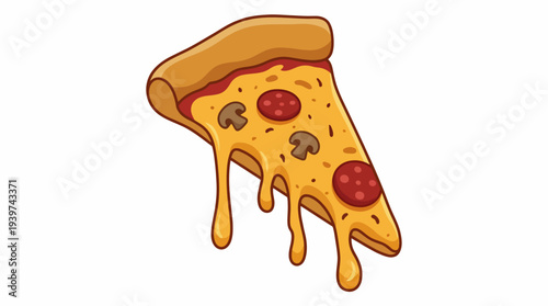 This image portrays a mouth-watering slice of pizza topped with pepperoni and mushrooms, overflowing with cheese, enticing anyone craving a delicious culinary experience.