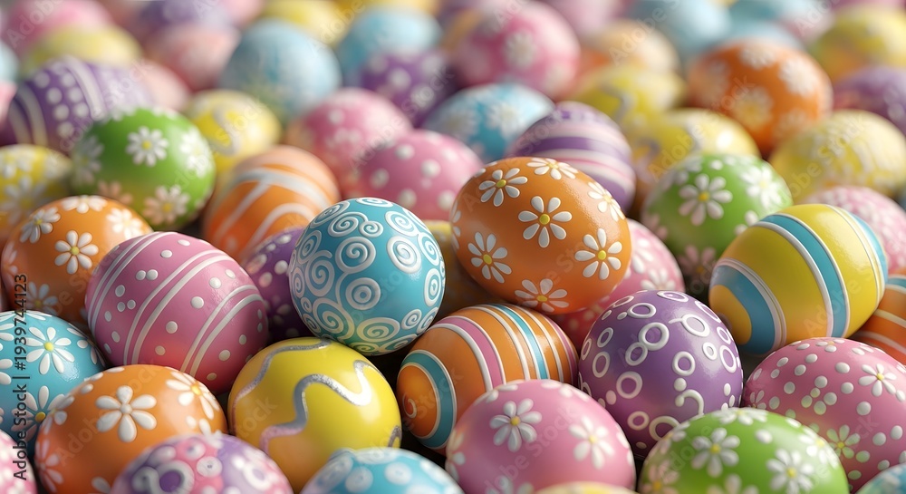 Fototapeta premium Colorful Easter eggs with floral patterns and designs