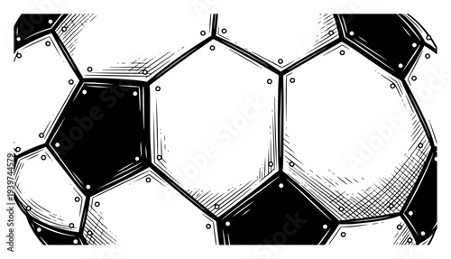 Black and white close up soccer ball pattern vector illustration