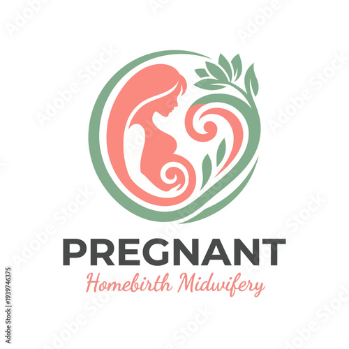 This logo features a stylized pregnant figure surrounded by natural elements, representing homebirth midwifery. The design emphasizes care, nurturing, and the beauty of motherhood.