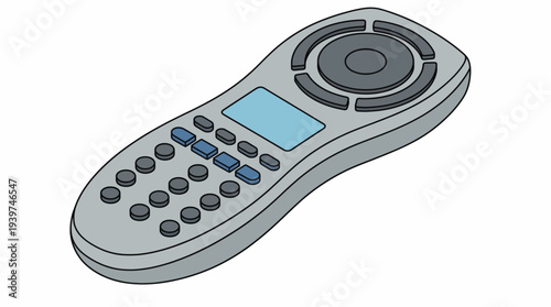 This detailed illustration of a remote control highlights numerous buttons and features, visually representing convenience and technology in modern-day living and entertainment.