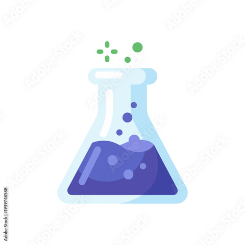 A lab flask filled with vibrant liquid and bubbles illustrates scientific exploration and experimentation, evoking curiosity and the spirit of discovery in chemistry.