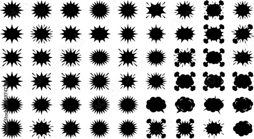 Collection of comic book speech bubbles and sound effects vector illustration isolated on white
