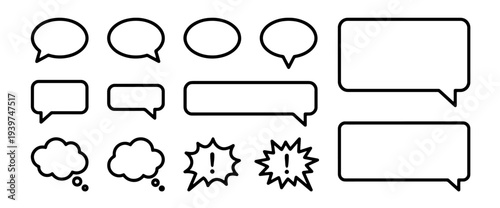 Set of Speech Bubbles and Chat Icons: Communication, Dialogue, and Messaging