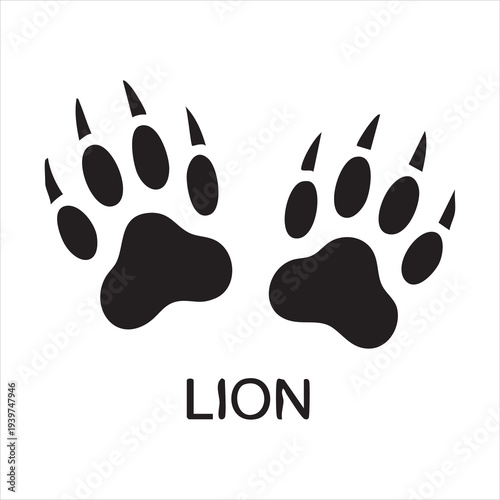 Lion paw prints icon. wild animal footprints illustration. predator big cat tracks simple graphic