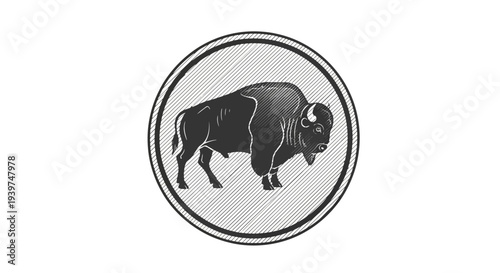 Black bison in circle frame logo.