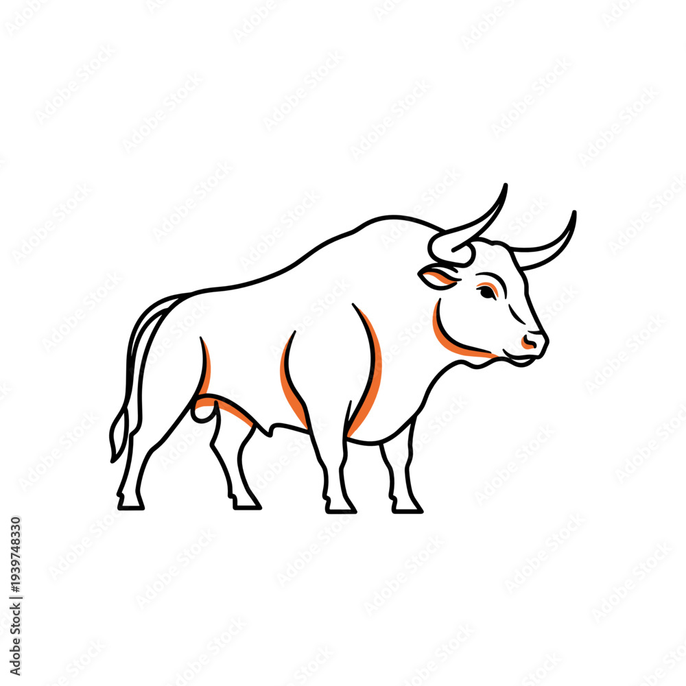 Fototapeta premium Bull animal farm cattle livestock illustration