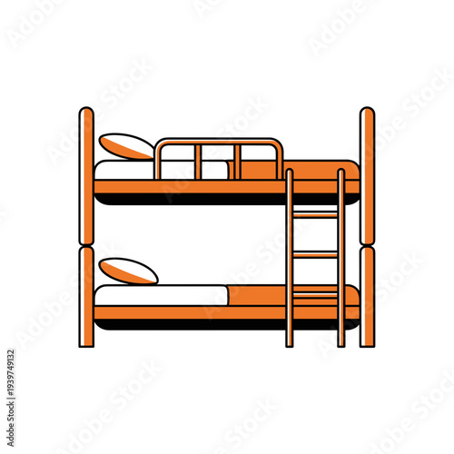 Bunk bed with ladder children bedroom furniture illustration