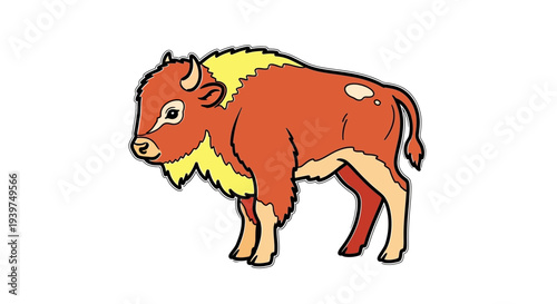 Cartoon bison standing profile view.