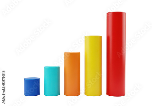 Free Download Vibrant 3d bar chart with ascending colorful bars isolated on transparent background - GFXLoad
