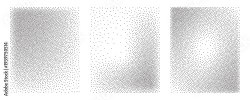 Noise grain gradient background, dot pattern spray effect set