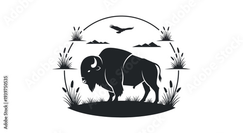 Bison standing in profile view.