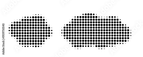 Dot halftone clouds pattern, gradient smoke
