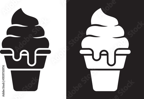 Ice Cream Delight: A delicious ice cream cone is showcased against alternating dark and light backgrounds. This sweet treat signifies pleasure and enjoyment.