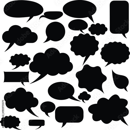 Conversation bubbles: a collection of speech bubbles of various shapes and sizes, ready to convey thoughts, ideas, or dialogue.