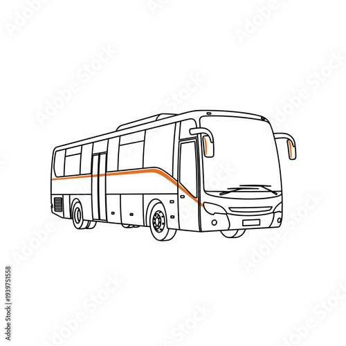 Passenger coach bus long distance transport vehicle illustration