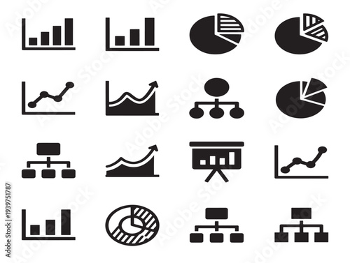 Business and finance icons set in flat design
