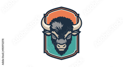 Bison Head Logo Illustration Design.