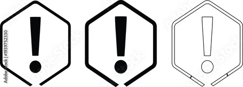 Exclamation mark warning signs in various formats