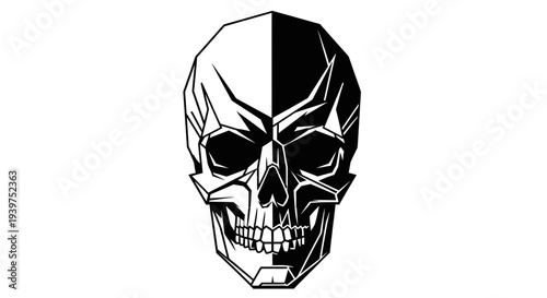 split skull, black and white