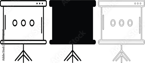 Technical drawing of three rectangular objects with antennae and screens
