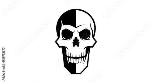 split skull, black and white