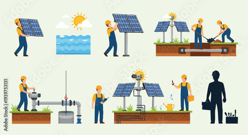 Renewable Energy Installation with Solar Panels.