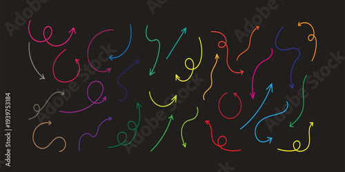 Multicolored arabic calligraphy art on black background