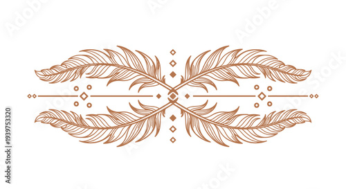 golden feather ornament, symmetrical design