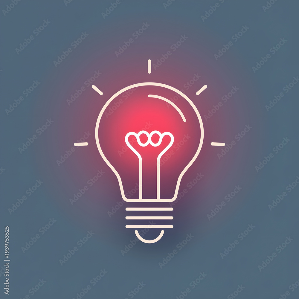 Fototapeta premium Brain shaped light bulb icon representing creative thinking and ideas modern