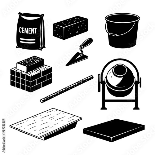 Construction Materials and Masonry Work Tools